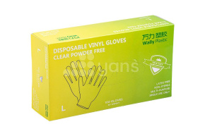 Перчатки виниловые Wally plastic, L