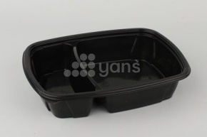 Контейнер (ланч-бокс) СпК-230-50-2 мм, черный 950 (300/650) мл., 230*170*50