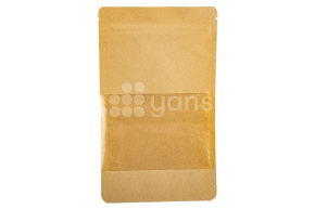 Пакет бумажный дой-пак с замком зип-лок, 135*225мм (35+35), с окном 90мм,140мкм крафт