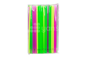 Трубочки пластиковые, цветные  с ложечкой 6*240 мм.