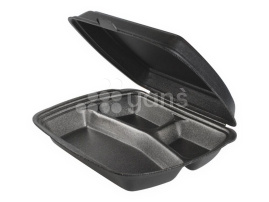 Ланч-бокс 247х208х63 мм, 3-х секционный, чёрный, ВПС (130шт/пак) 