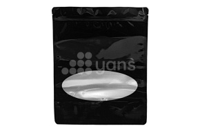 Пакет металлизированный  дой-пак с замком зип-лок, 220*300мм (50+50), 140мкм черный, матовый с окном