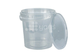 Ведро 1000 мл, d-122, с ручкой и крышкой, Прозрачная