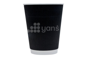 Стакан 350 мл. двухслойный, рифленный для горячего, черный