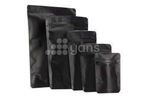 Пакет металлизированный  дой-пак с замком зип-лок, 160*250мм (45+45), 140мкм черный, матовый