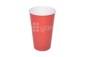 Стакан 400 мл., бумажный для горячих напитков, Красный