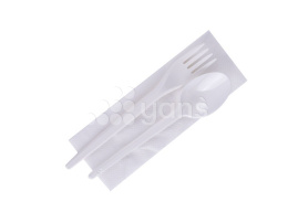 Набор "ЭКОНОМ" 3/1, белый (вилка, ложка, столовые, салфетка белая)