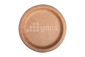 Тарелка бумажная, двухсторонний с бортом, Крафт d-230