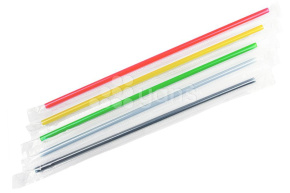 Трубочки без гофроизгиба, цветные, в инд. полиэтиленовой упаковке d- 5 мм,- 240мм  (Yan`s) 500шт/уп
