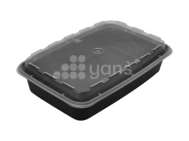 Контейнер 1000 мл С КРЫШКОЙ, Черный, прямоугольный, 1 секционный