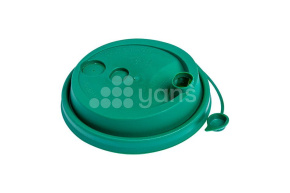 Крышка d-80 с клапаном, Зеленая с питейником, матовая, ПП  Новинка