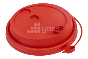 Крышка d-90 с клапаном, Красная матовая с питейником, ПП  Новинка 