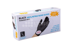 Перчатки смотровые, Нитро-Винил, неопудренные, черные, размер L