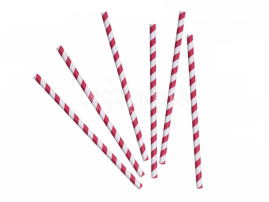 Трубочки бумажные GVS-05-LRG "Леденец", 8*200 мм, белый/красный