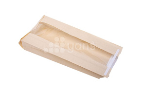 Пакет  с клеевой лентой крафт, с плоским дном 110*40*260, с окном(50)