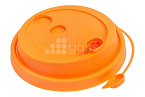 Крышка d-80 с клапаном, Оранжевая с питейником, матовая, ПП  Новинка
