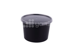 Контейнер суповой ПЛ 500 мл., d-112 мм с крышкой, Черный (ПП)