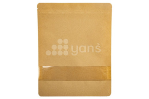 Пакет бумажный дой-пак с замком зип-лок, 200+260мм (45+45), с окном 40мм,140мкм крафт