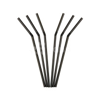 Трубочки с  гофроизгибом, черный, 500шт.  d- 5 мм, → 240мм (ПР, Yan`s) 