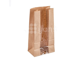 Пакет с прямым дном, 1 слойный, окно прямое., 120(50)*80*250, крафт