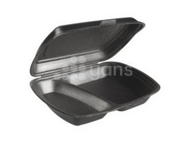 Ланч-бокс 247х208х63 мм, 2-х секционный, чёрный, ВПС (130шт/пак) 