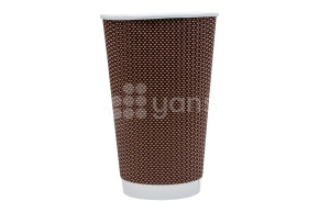 Стакан 400 мл. двухслойный, рифленный для горячего, коричневый