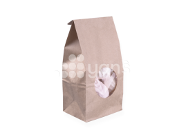 Пакет с прямым дном, 1 слойный, окно круг., 100(70)*60*200, крафт