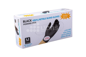 Перчатки смотровые, Нитро-Винил, неопудренные, черные, размер М